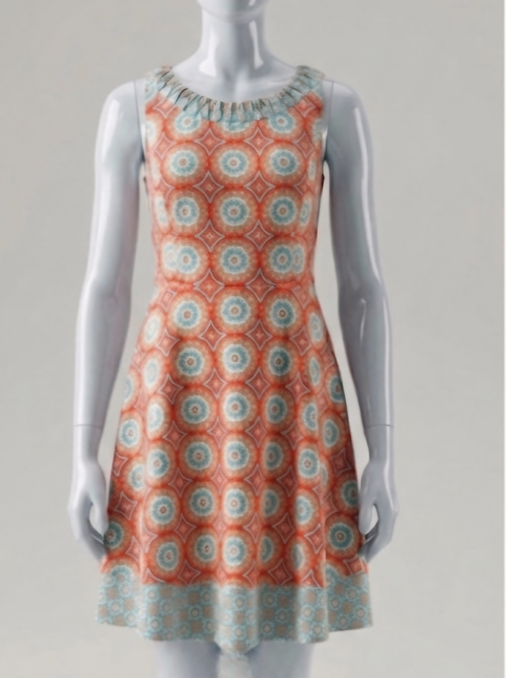 Talbots Orange and Turquoise Sleeveless Dress